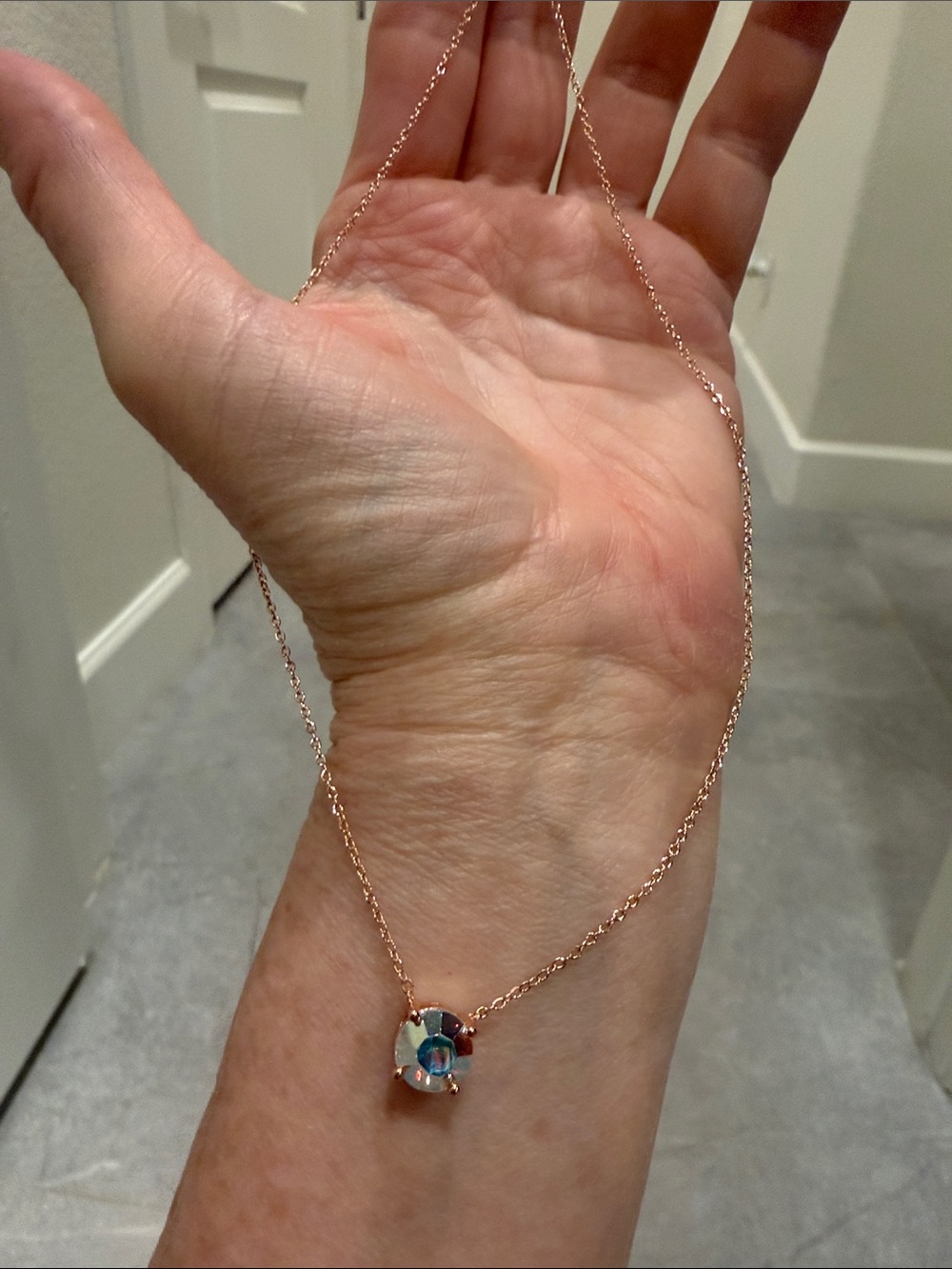 Park Lane Rose Gold Necklace with Aurore Boreale Crystal Accent